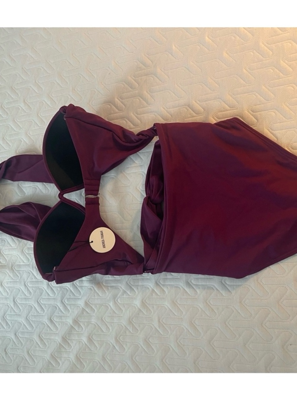 Andrea Iyamah Burgundy Halter One-Piece Swimsuit - Picture 2 of 2